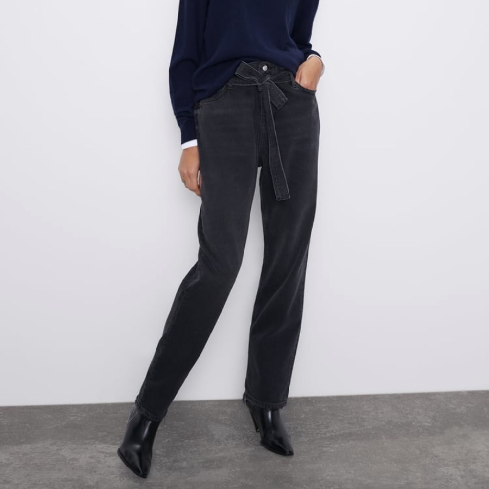 Zara paper bag black jeans